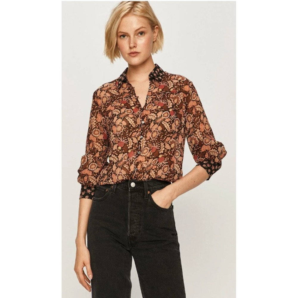 Scotch & Soda L'amour Toujours Floral Print Button Down Shirt Blouse Womens XL